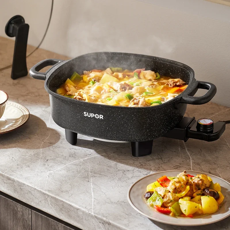 Electric Chafing Dish Household Multi-Functional Electric Caldron Food Warmer Hot Pot Small Electric Heat Pan Non-Stick Pan