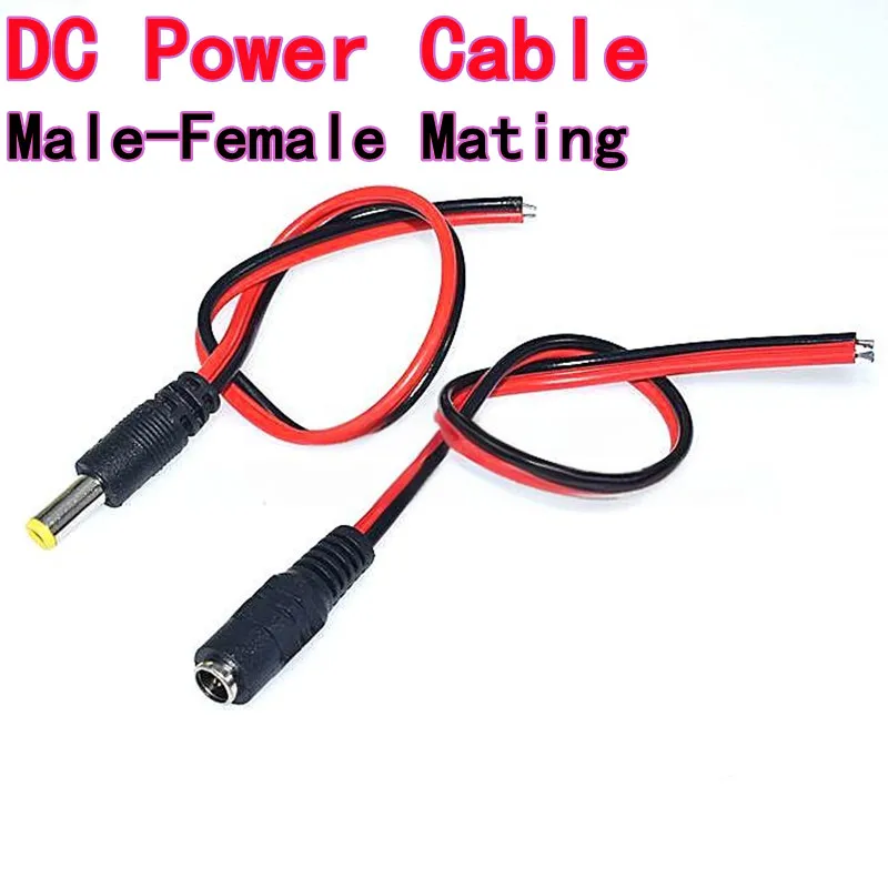 10PCS 12V Copper Core CCTV Power Adapter Cable DC Female to 5.5x2.1 DC Power Cable Male-Female Mating