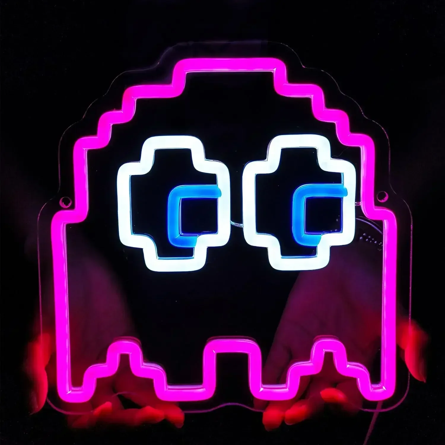 

Pixel Ghost Неоновая вывеска Светодиодный неоновый свет для игровой вечеринки Домашняя игровая комната Настенный декор Хэллоуин Рождественский подарок для ребенка с питанием от USB