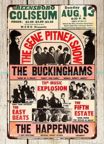 contemporary wall Gene Pitney Buckinghams 1967 Concert Poster metal tin sign