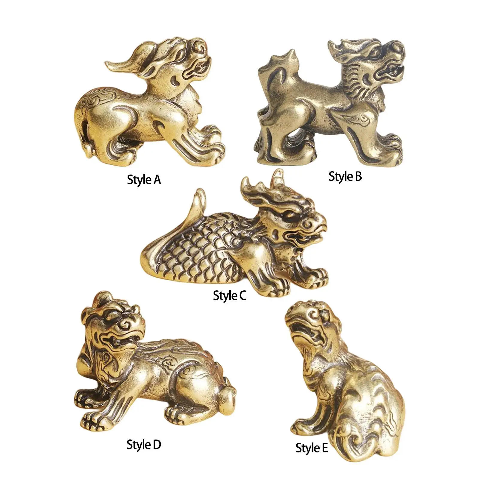 Brass Kylin Statue, Miniature Animal Sculpture for Table Centerpieces, Birthday