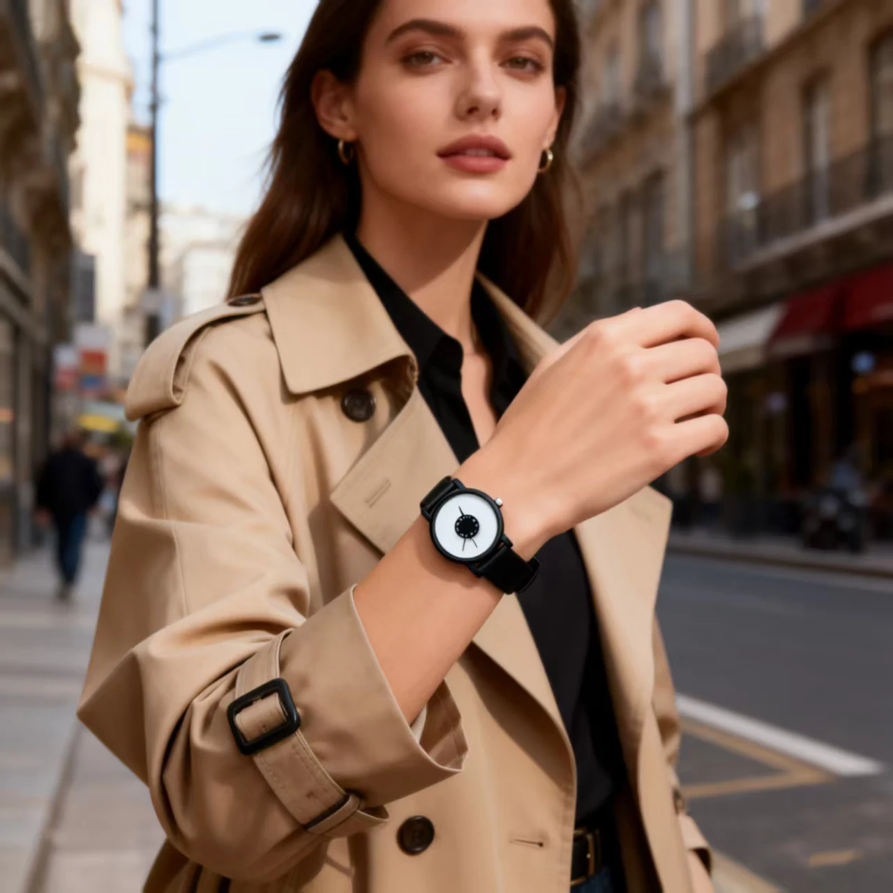 WOKAI orologio al quarzo da uomo con cinturino in pelle di alta qualità, alla moda e casual con lancette inverse, un orologio da donna personalizzato