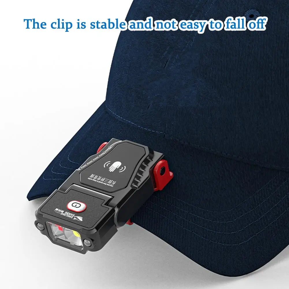 Sensor LED Headlamp Hat Cap Clip Lights Adjustable Angle Hat Cap Clip Lights Rechargeable Lamp Outdoor Camping Headlight