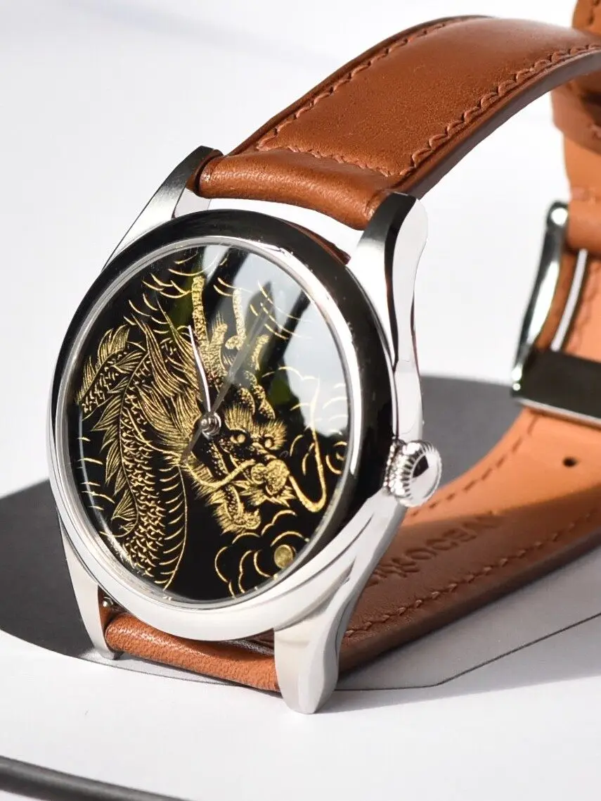 Intangible Cultural Heritage Lacquer Gold Craftsmanship Gold Dragon Spit Ball Limited Edition Watch Mechanical Movement Guochao