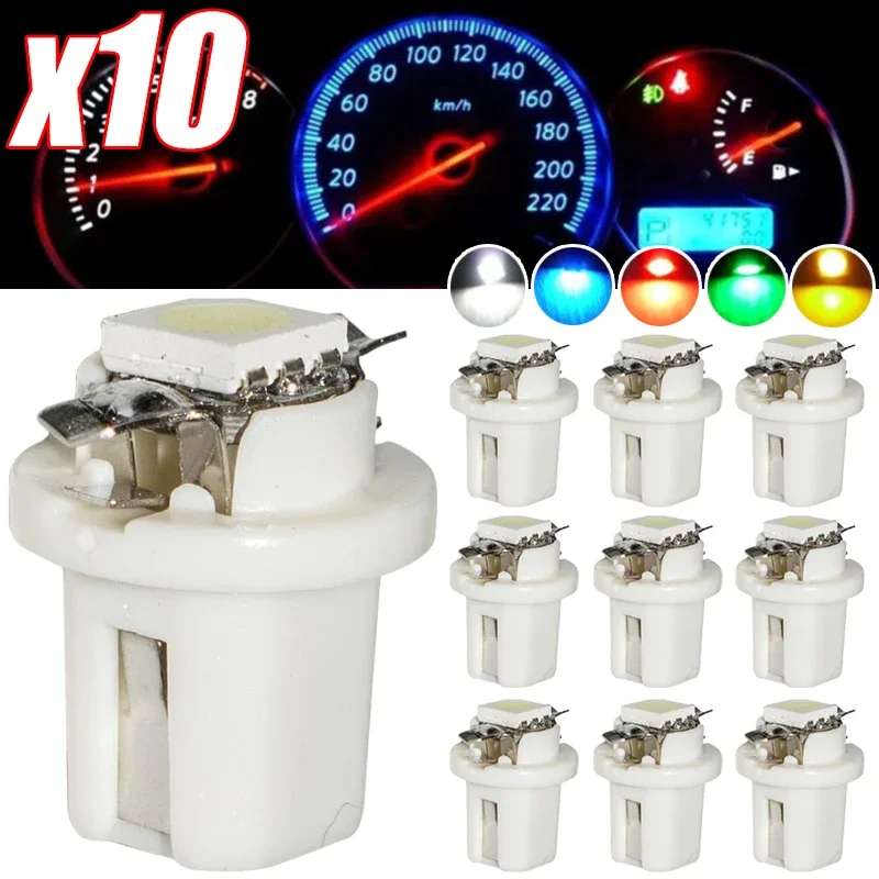 10/5Pcs T5 B8.5D 1SMD Car Lights 5050 Gauge LED Indicator Bulbs Dashboard Side Interior Dash Lights Auto Accessories Interior