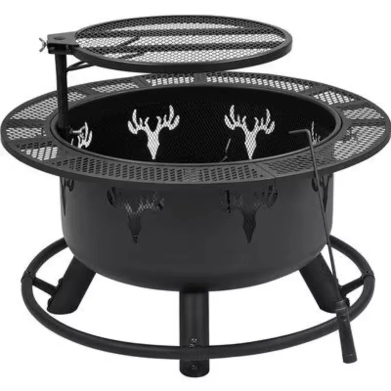 2026 Deep Iron Fire Pit With Handmade Round Bowl And Forged Support Structure Perfect For Cozy Garden Fire Nights