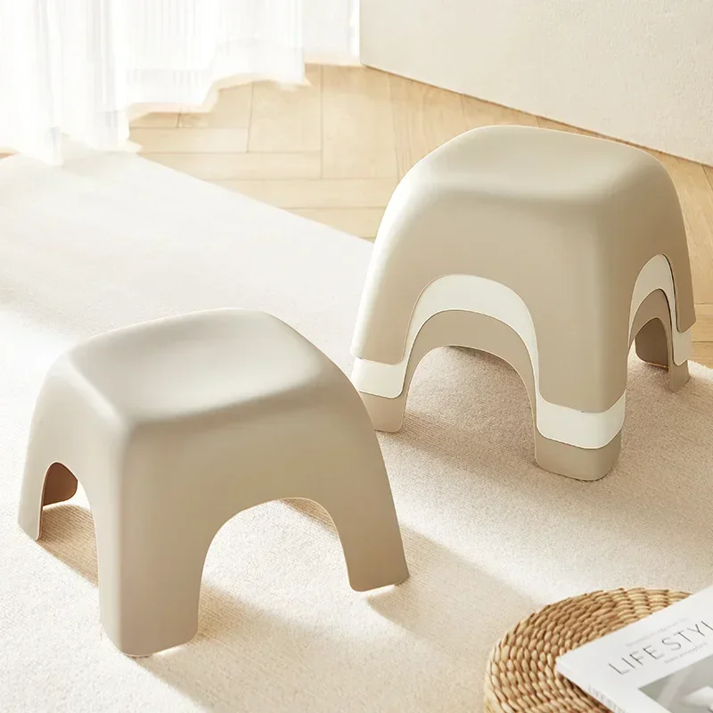 2 PCS Children's Stool Home Living Room Plastic Small Stool Thickened Bathroom Low Stool Non-slip Small Bench