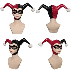 Quinzel Cosplay Mask Hat Eyemask Super Villain Women Headgear Blindfold Adult Halloween Carnival Costume Disguise Accessories