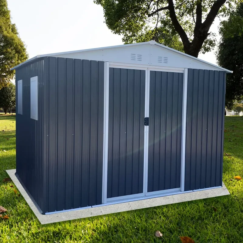 Thickened Iron Outdoor Storage Room Mobile Tool Shed with Windows Deep Customizable Warehouse Utility House for Garden Yard