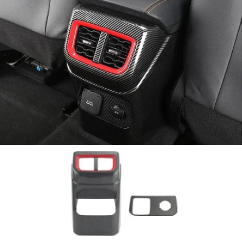 Carbon Fiber Rear Air Conditioning Outlet Panel Color Trim for Ford Ranger T9 2023 2024 Car Interior Styling Decoration Cover