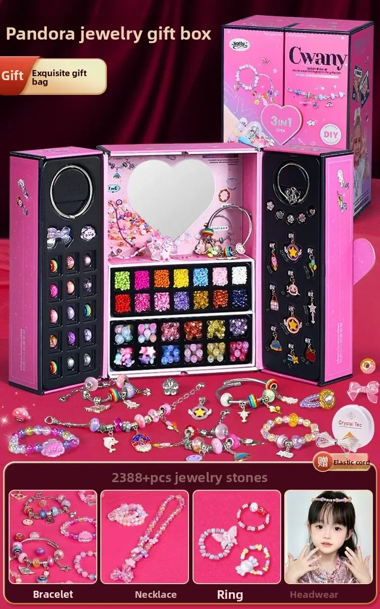 Bracelet en perles pour filles, matériel de boîte à bijoux fait à la main, jeu de rôle domestique, jouets éducatifs pour filles comme cadeaux