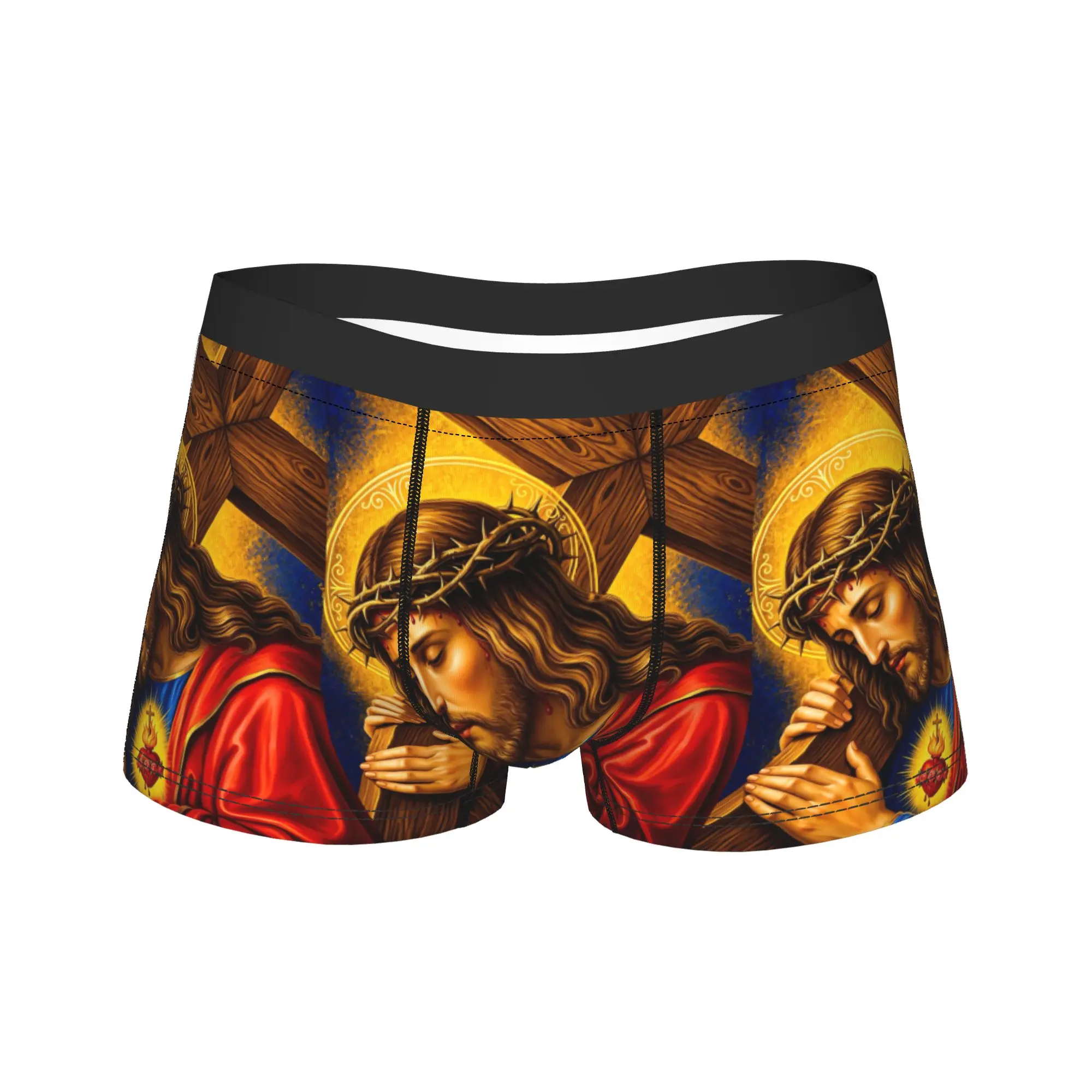 Sacred Heart Portrait Boxer Shorts  Pouch Underwear Trenky Design Shorts Briefs Classic Males Panties Plus Size