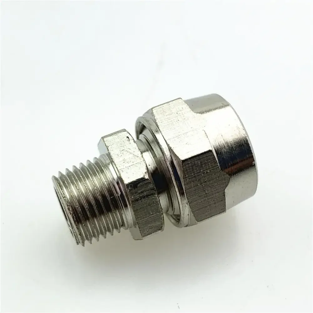Quick-screw connector Copper-nickel-plated lock nut PC pneumatic straight air pipe quick connector