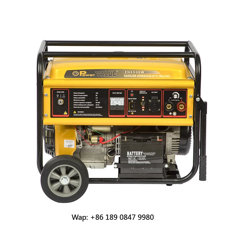 【Hot】Power Value DC Gas-oline Generator Welding Machine 5Kw 5.5kw Portable Best Price Factory Gas-oline Power Generator Welding