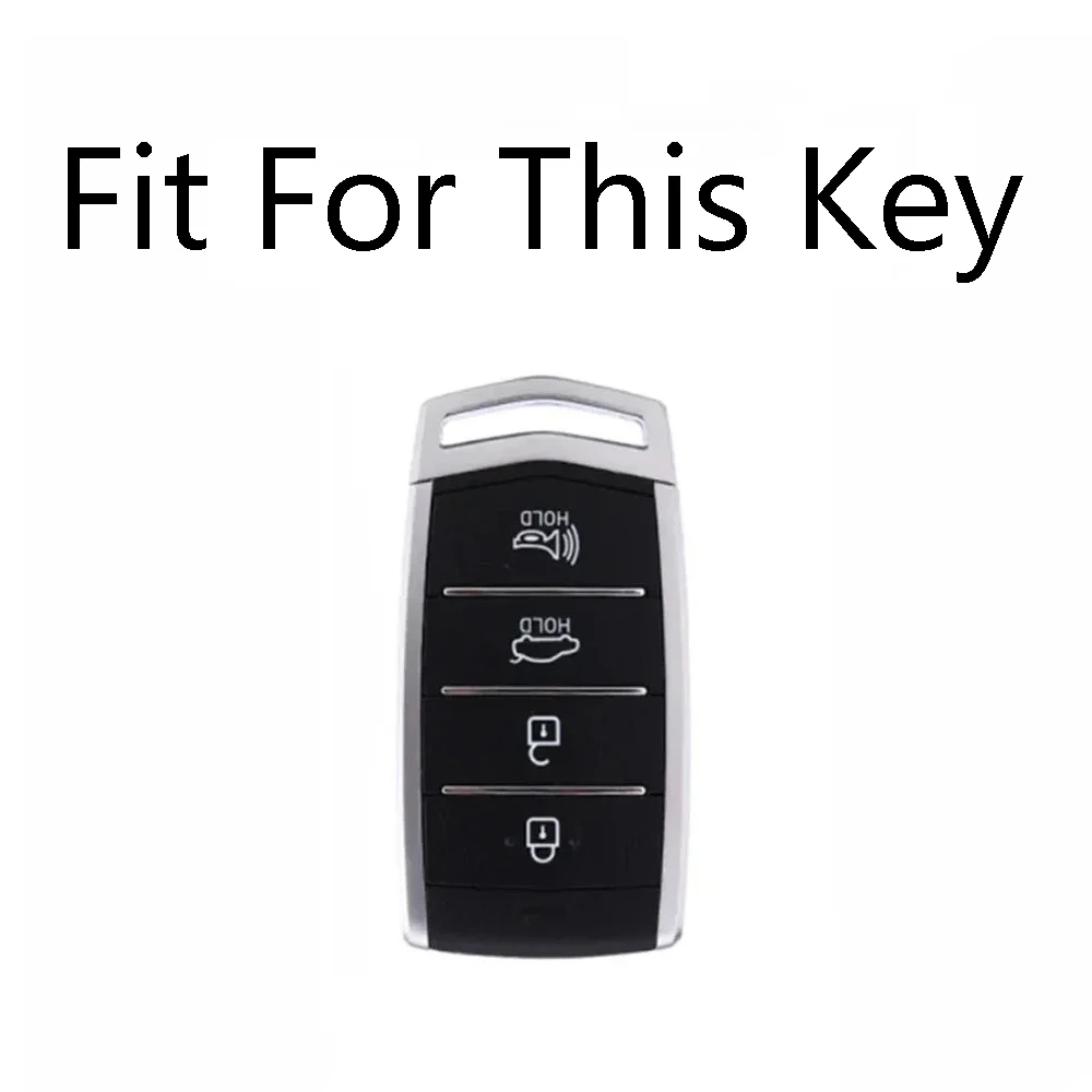 Grey TPU Car Key Case Cover Shell Fob Holder for Hyundai Genesis G70 G80 G90 2017-2020 Auto Keychain Protector Accessories