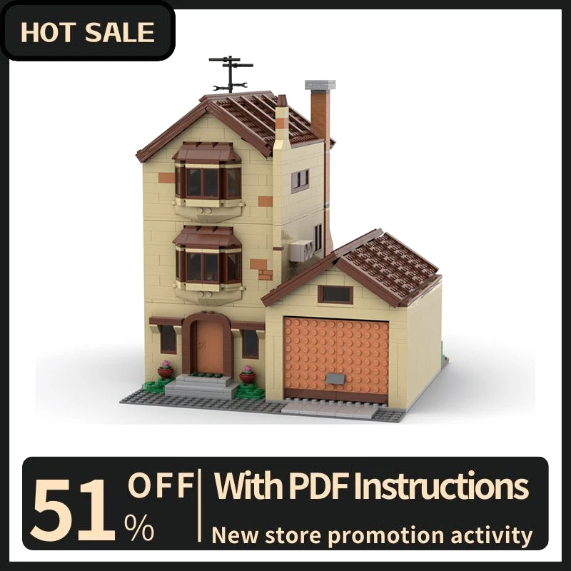 Nuevo 2036 Uds. Famosa vista de dibujos animados Moc casa Simpsoned casa Modular modelo bloques de construcción Diy Ideas creativas chico juguete regalo de cumpleaños