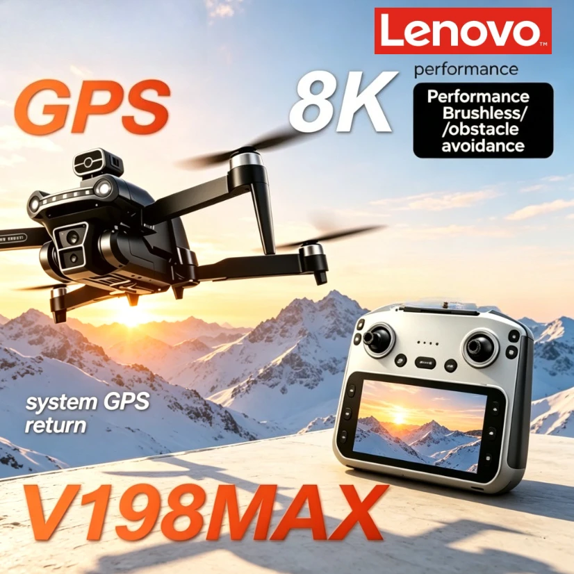 레노버 V198MAX GPS 드론 8K 카메라 5G FPV 접이식 브러시리스 쿼드콥터 레이저 장애물 회피 광학 흐름 위치 측정