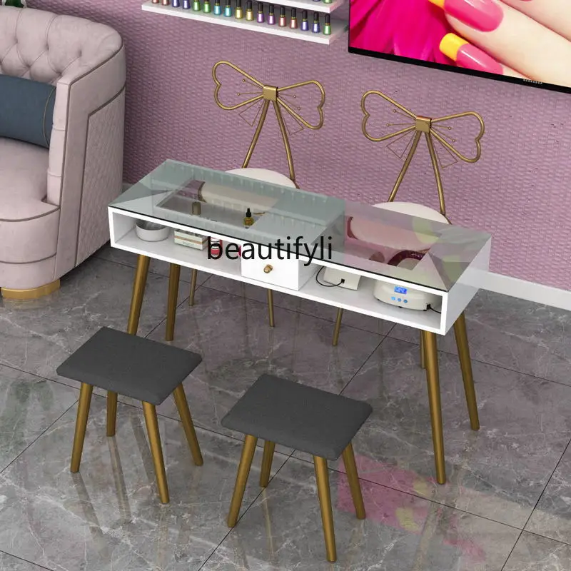 Nail art table, economical single table and chair set double simple modern Nordic