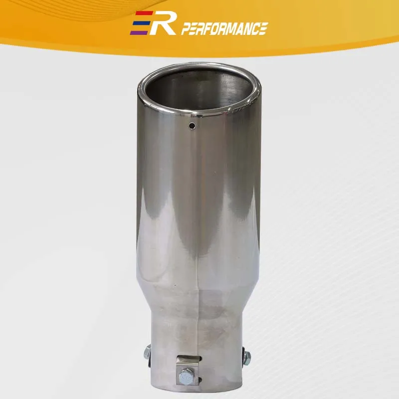 

1PC Car Accessories Exhaust Muffler Tip Universal 63MM 2.5inch Inlet Single 89mm Outlet Stainless Steel Rolled Edge for Vehicle