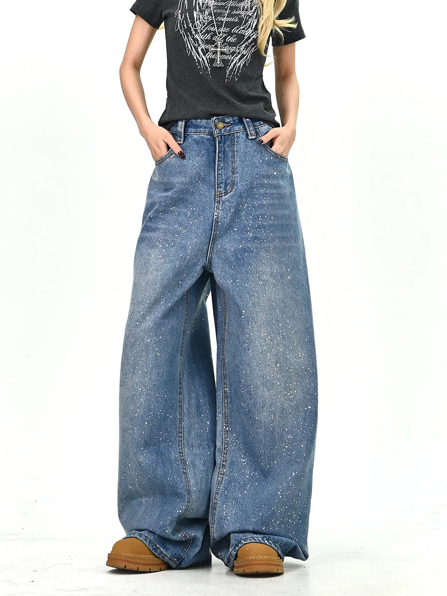 

Джинсы Waed Denim женские свободные широкие брюки в стиле BF, корейский уличный стиль, весна 2026, новинка, удобные, с заниженной талией
