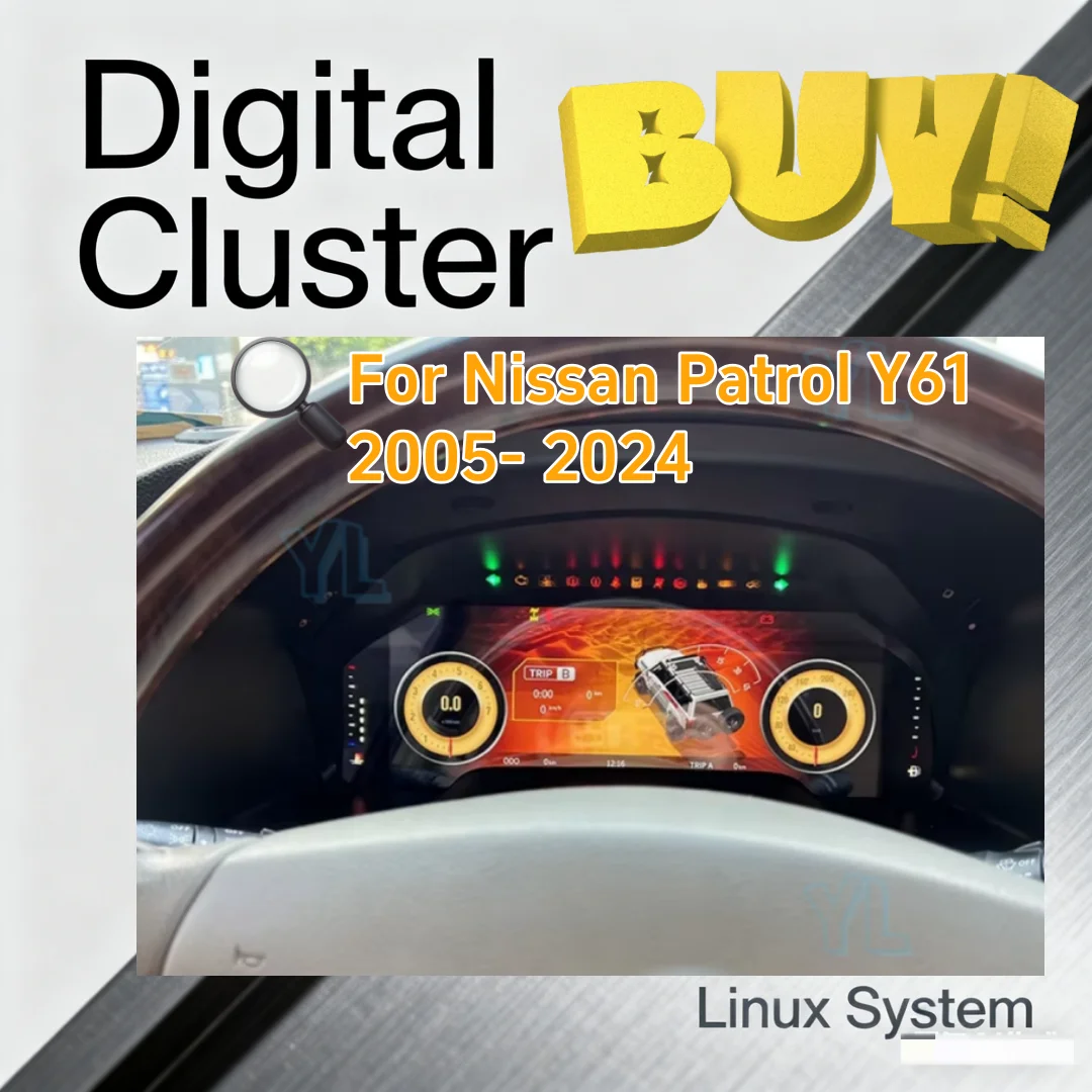 S Instrument Panel LCD Digital Dashboard Cluster For NISSAN Y61 SAFARI SUPER SAFA 2005-2024 Virtual Speedometer Virtual Cockpit