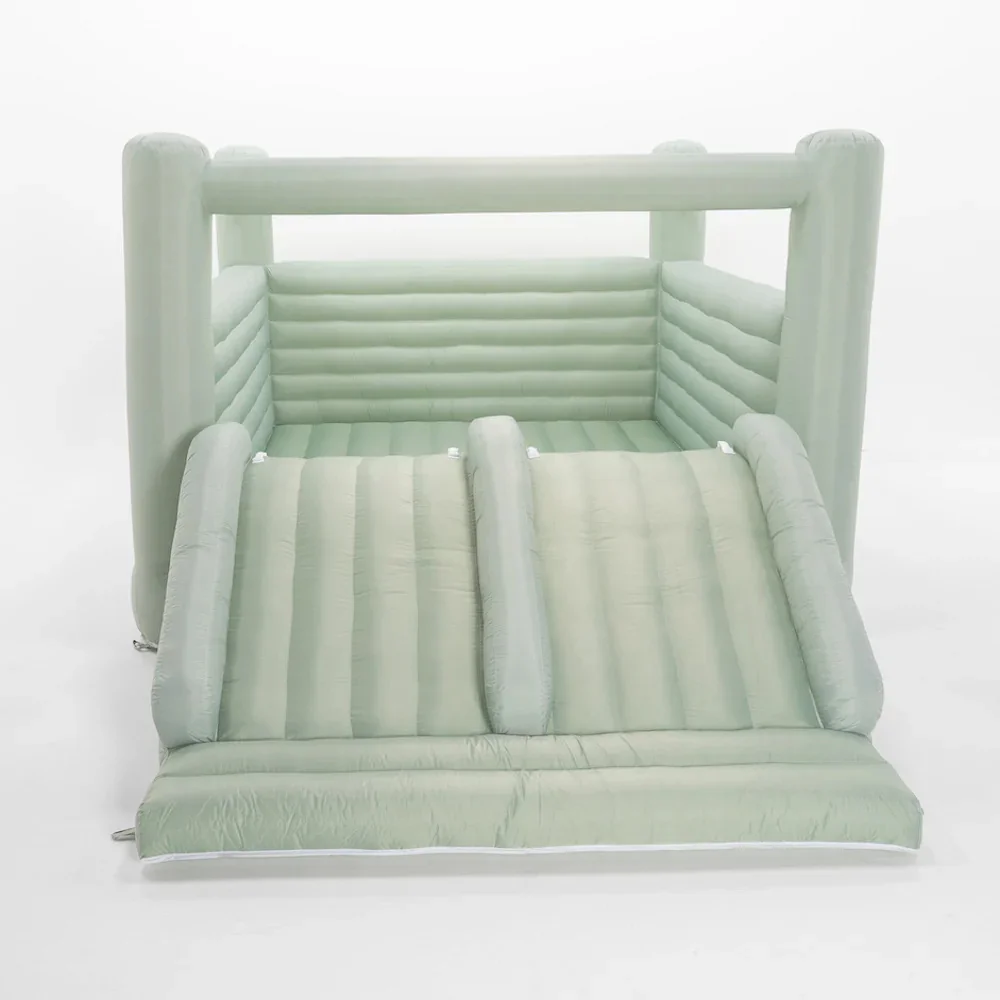 

Зеленый настенный домик Smol, прыгающий замок 18 футов, шезлонг для детского игрового домика на открытом воздухе с воздуходувкой, слайд-прыжок