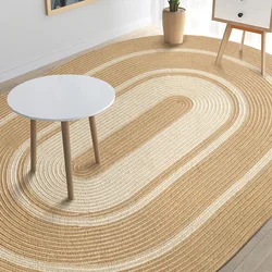 Living Room Carpet Home Decoration Natural Jute Hand Woven Bedroom Rug Fashion Minimalism Wear-resistant Durable Breathable Mat