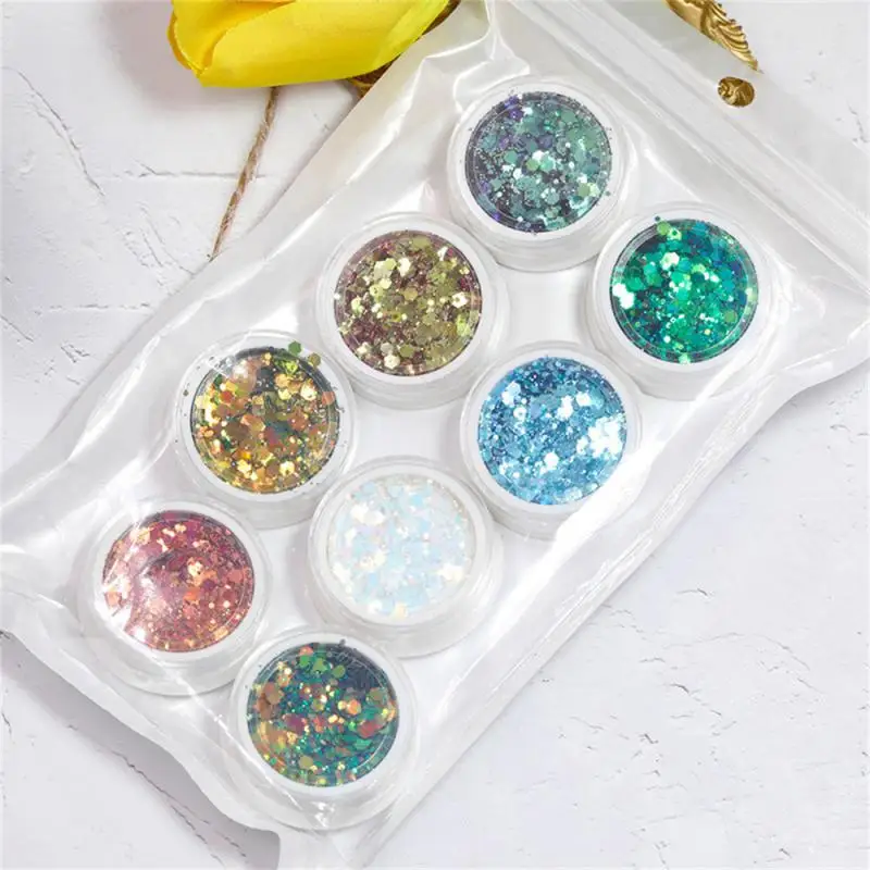 Shinning Mixed Hexagon Shape Chunky Nail Sequins Sparkly Flakes Slices for UV Gel Polish Manicures Body/Eye/Face Glitter