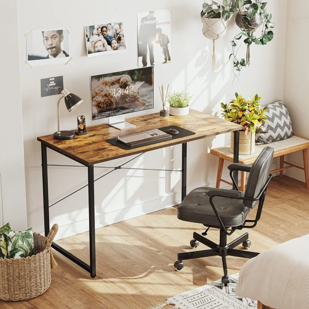 

Компьютерный стол 32-дюймовый небольшой стол для домашнего офиса, современный простой стол для ПК, письменный стол для учебы, винтажный коричневый