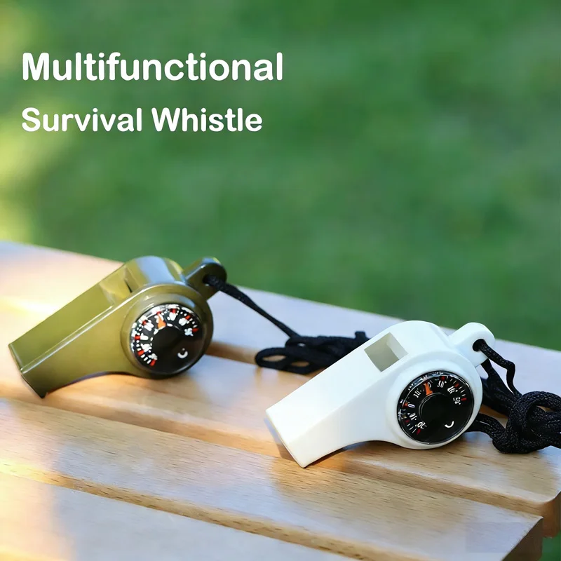 3-In-1 Multifunctional Survival Whistle, Outdoor Portable Whistle With Compass And Thermometer, Suitable For Camping