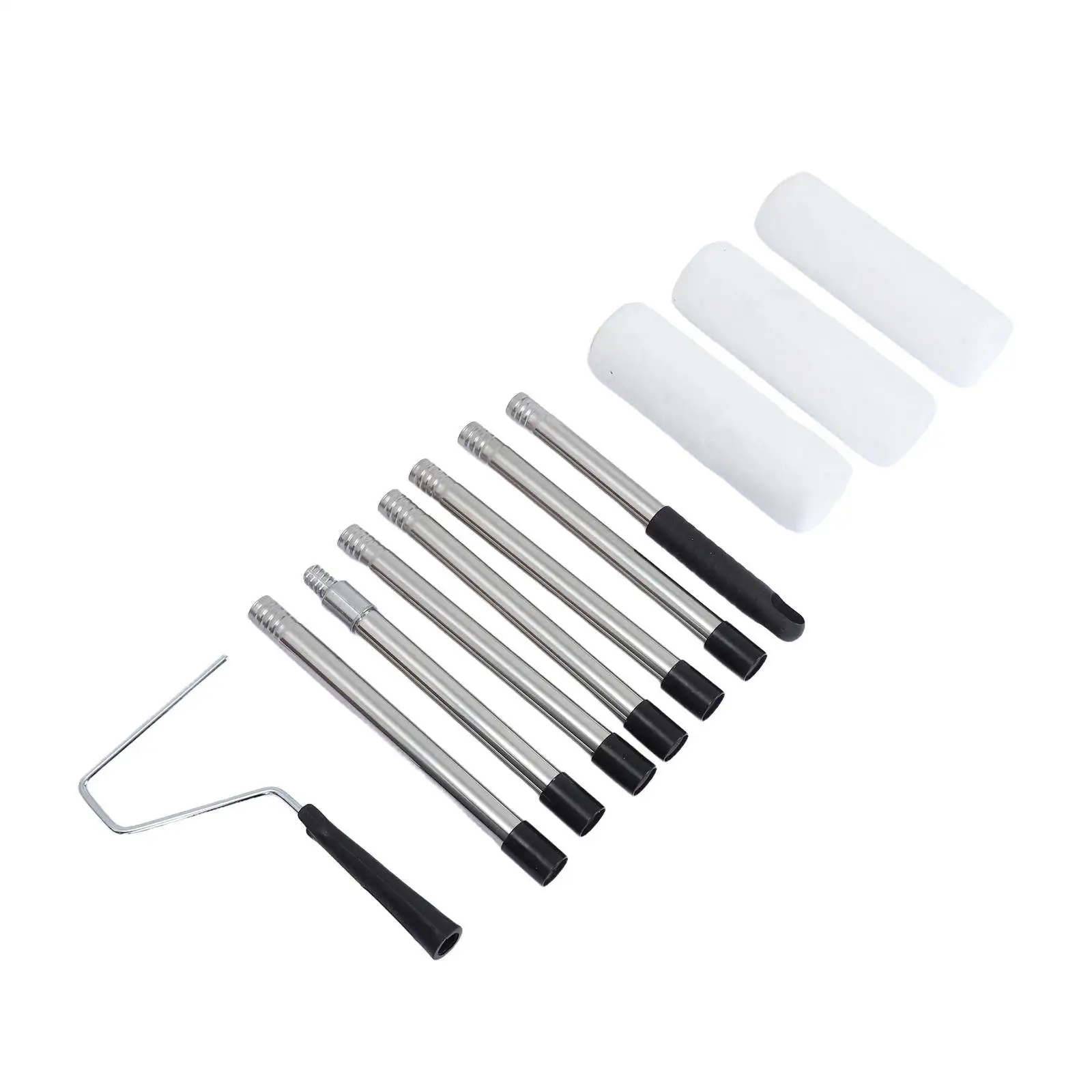 1Set Paint Roller Kit Extension Pole Adjustable 7Ft Detachable Handle 12 Inch Roller Professional Wall Ceiling Painting Tool