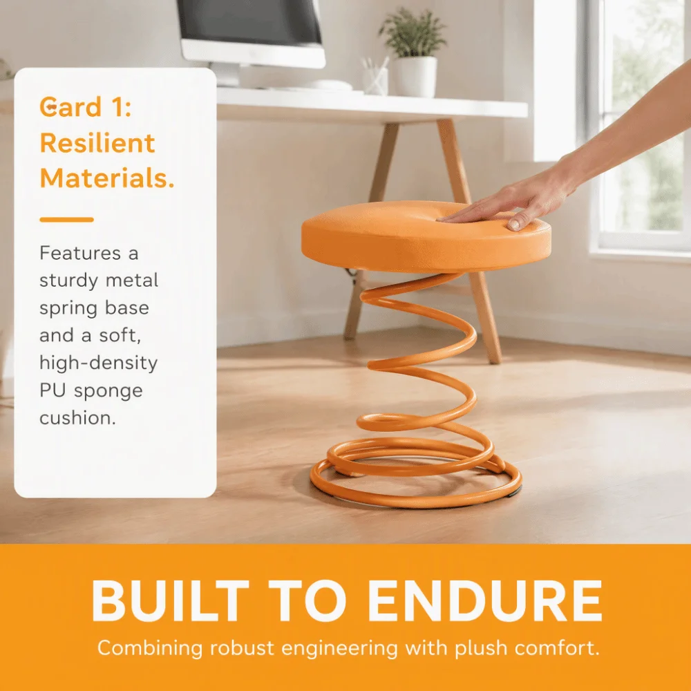 Modern Modern Iron Spring Stool Minimalist Design Mid Century Computer Chair Low Stool Creative Stool Dining Stool Household