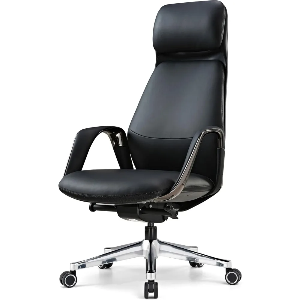 

Executive Office Chair Genuine Leather Office Chair, Modern Executive Chair 135° Back Support Comfy Desk Chair
