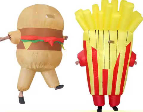 Halloween Dress Up Inflatable Party Funny and Funny French Fries Inflatable Costume Cosplay Costume Burger