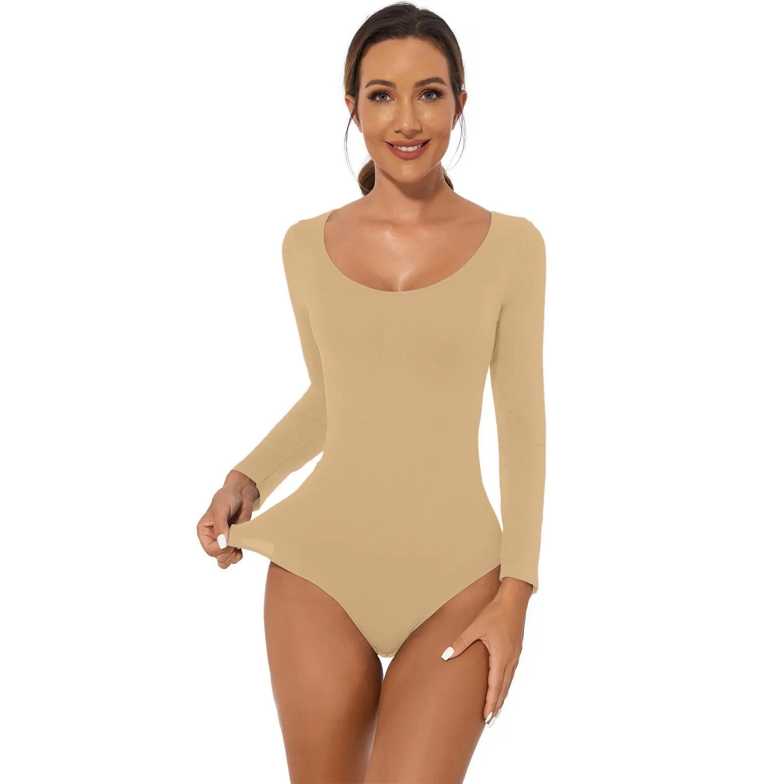 Women's Long Sleeve Body Shaper Control Thong Bodysuit Sculpting Shaping Strong Shaping Breathable Materials