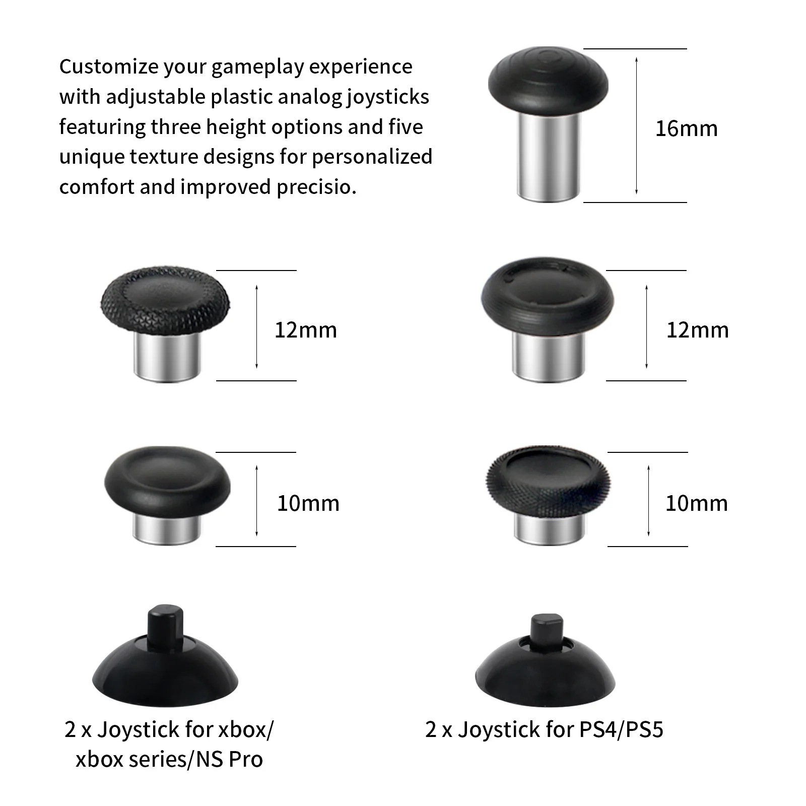 لسلسلة X/S Xbox One PS5 PS4 NS Pro قابلة للتبديل مريح Thumbsticks التناظرية الإبهام العصي محدبة وقبضة مقعرة المقود