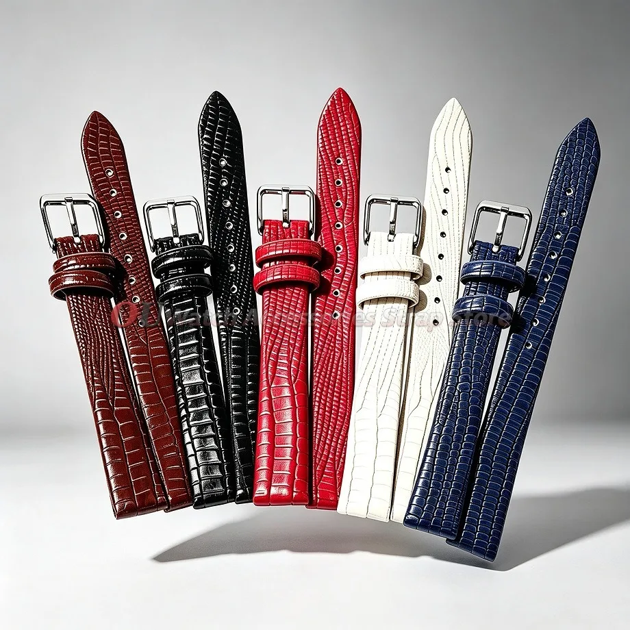 8mm 10mm 12mm 14mm 16mm Lizard-Patterned Thin Leather Watch Band Universal Women's Bracelets Small Size Watchstrap Accessories