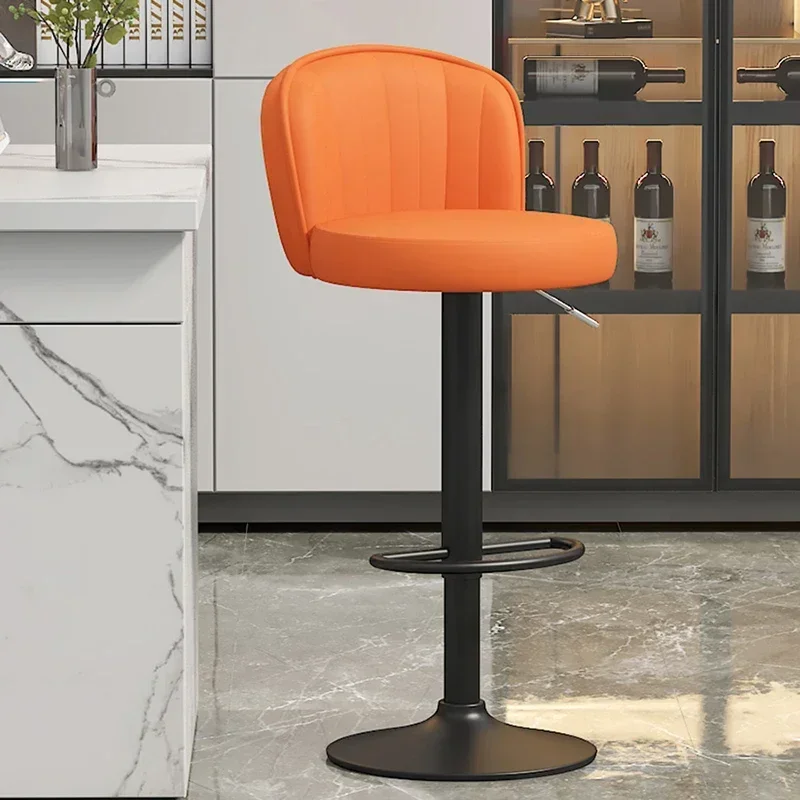 كراسي بار دوارة إسكندنافية مقعد مرتفع كراسي بار حديثة من جلد البولي يوريثان قابلة للتعديل للاسترخاء تصميم إيطالي أثاث بار Barkrukken LLBC #3