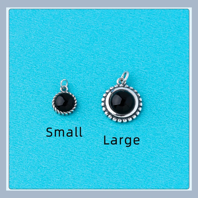 Charms 925 Silver Zircon Round Heart-Shaped Necklace Pendant Handmade DIY Accessories Charms for Bracelet Plata 925