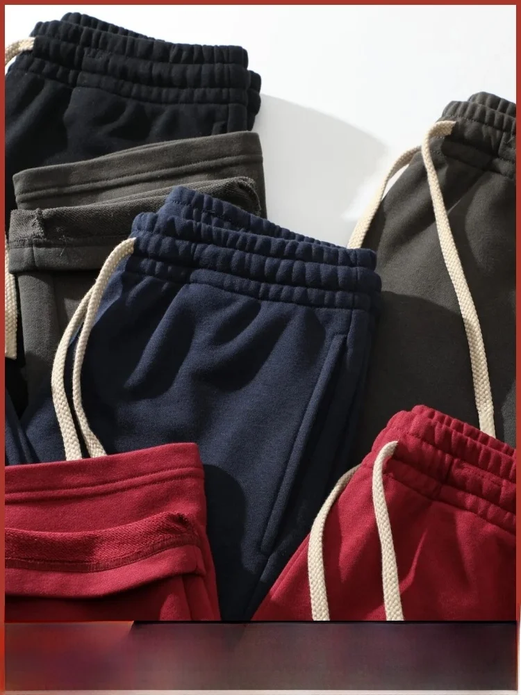 

New Autumn Men's 320g Cotton Blend Fce Casual Pants Straight Leg Sport Trousers Heavy Tead Comfortable Loose Fit