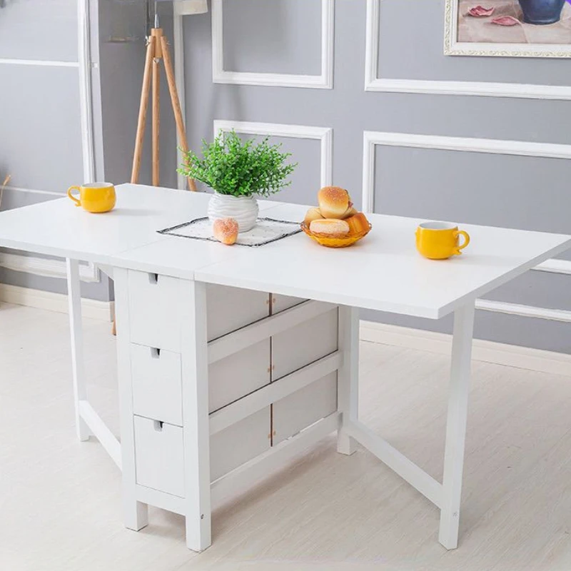 Non Slip Rectangular Table Folding Drawer White Living Room Wood Table Small Italian Design Mesas De Jantar Home Furniture