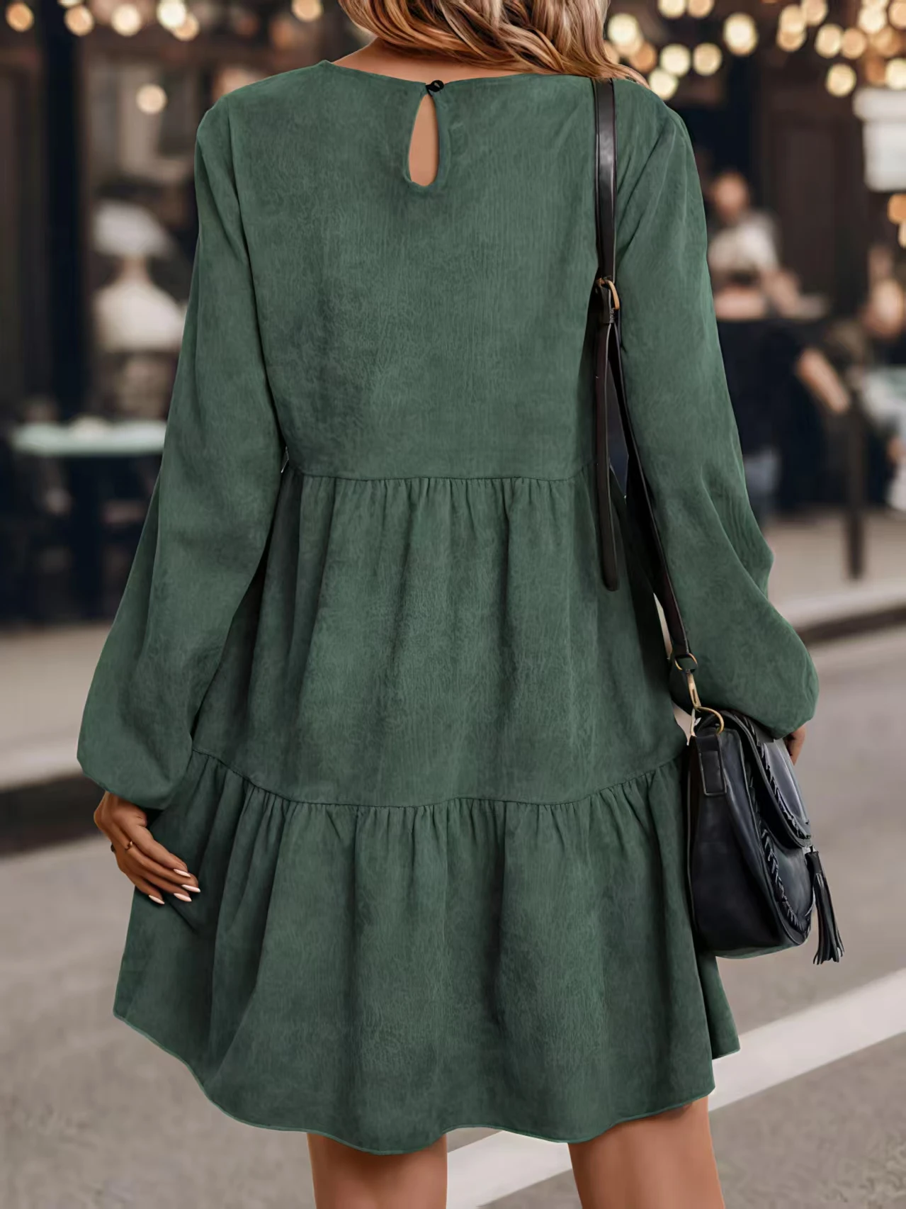 Herbst Neues Damen Langarm-Rundhalskleid – Detail 6