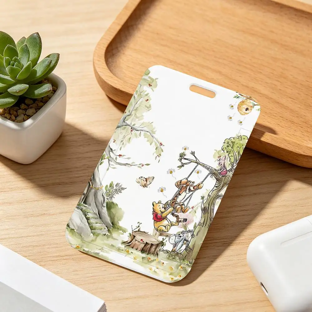 Niedlicher P-Pooh B-Bear und seine Freunde Kartenhalter mit Umhängeband, Anhänger, Türausweishalter, Schlüsselanhänger, Arbeitsausweishülle, Geschenk – Detail 5
