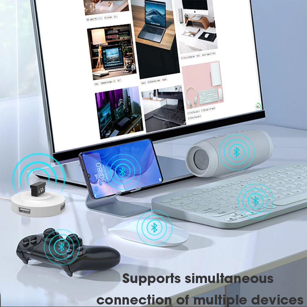 Wireless USB Bluetooth 5.1 5.0 Adapter Bluetooth Transmitter Receiver Audio Dongle for Computer PC Laptop Keyboard Mouse Printer