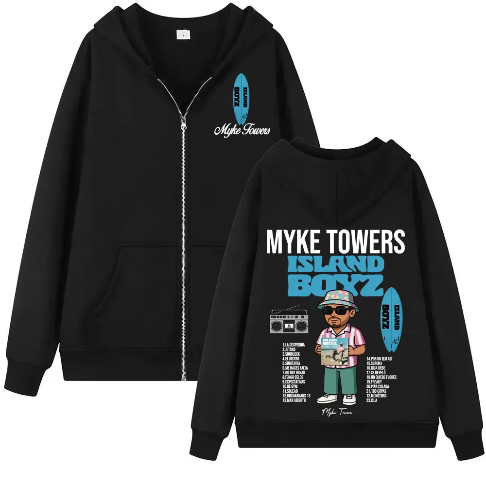 Rapper myke torres ilha boyz zíper hoodies das mulheres dos homens moda hip hop jaqueta moletom casual aconchegante zip up pulôver streetwear