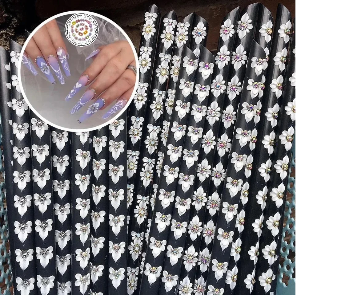 

Handmade Jewelry Christmas Kawaii Nail Art Charm Decals Diamond Pearl Stickers 3D Acrylic Flowers For Nails