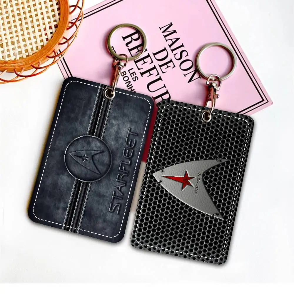 S-Star T-Trek 1Pc Access Card Case Leather Card Holder Keychain Key Ring Door Access Tags ID Card Case Keychain