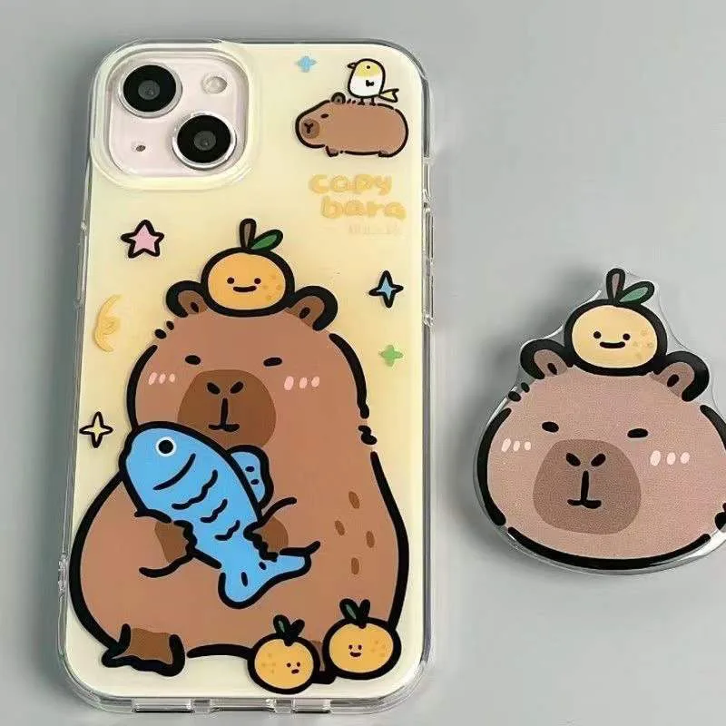 Miniso Capybara 14Pro IPhone15 Transparent Case Cute 12 13 Cartoon Xsmax Anti Slip Xr Silica Gel 11 Soft Shell Toys Girl Gifts