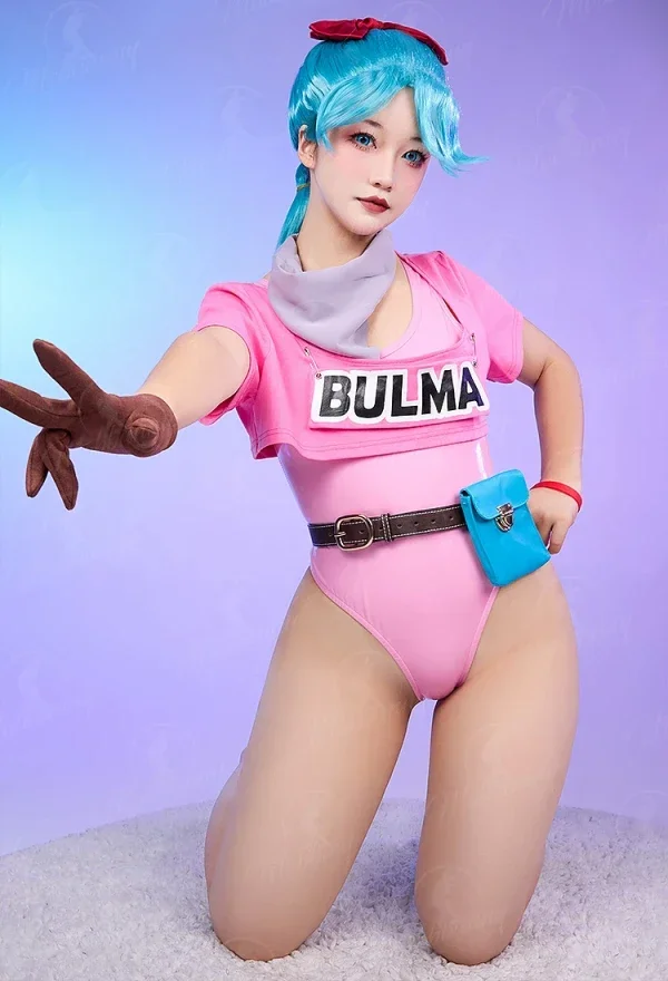 مجموعة ملابس داخلية كوسبلاي موبوني أنيمي التأثيرية بدلة وردية وقميص قصير مع تنورة صغيرة وحقيبة خصر زي تنكري