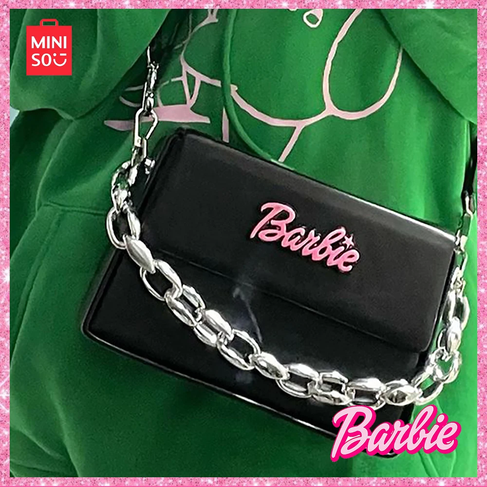 Miniso Barbie Dating Western Korean Version Chain Small Square Bag Fashion 2023 New Fashion One Shoulder Crossbody Bag Girl Gift